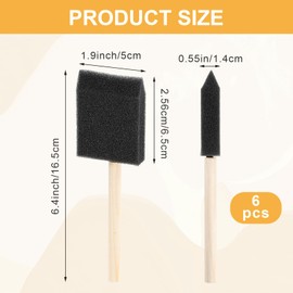 6PCS Foam Brushes for Staining, 2” Foam Paint Brush, Wood Handle Sponge Paint Brush for Painting for Staining, Varnishes, and DIY Craft Projects