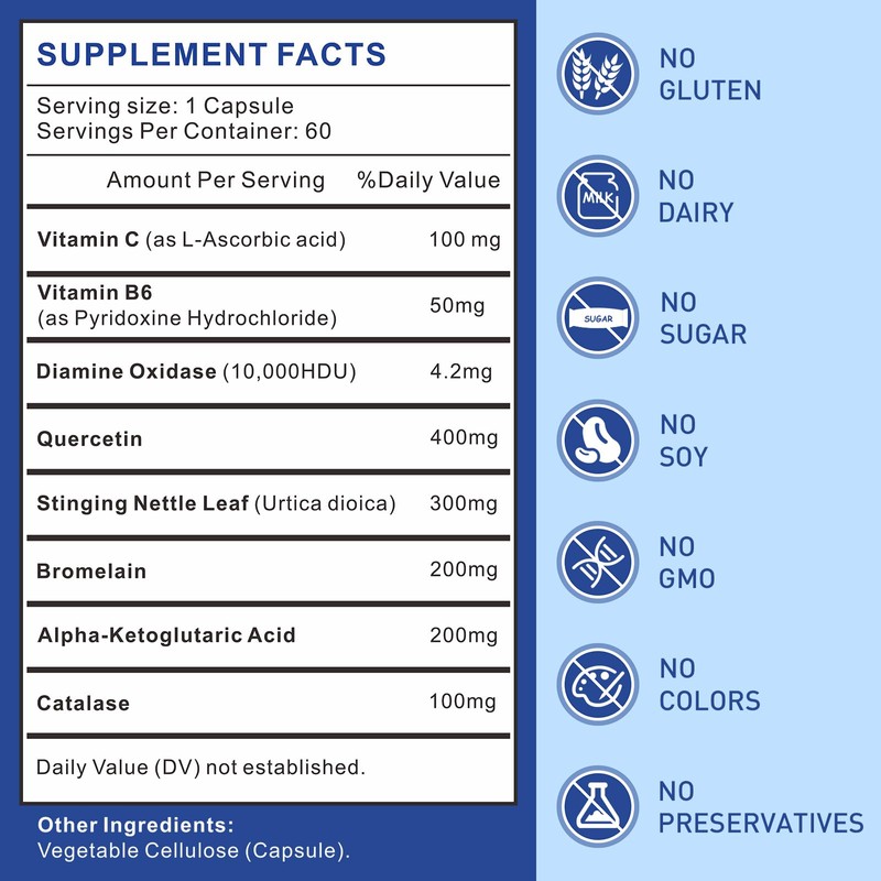 Uarcool DAO Enzyme Supplement Histamine Diamine Oxidase Supplement for Smooth