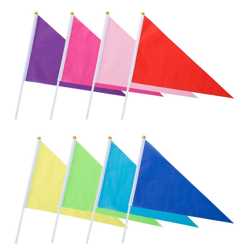 GWHOLE Hand Flag, Triangle Flag, Plastic Stick Set, Colorful, Kindergarten,