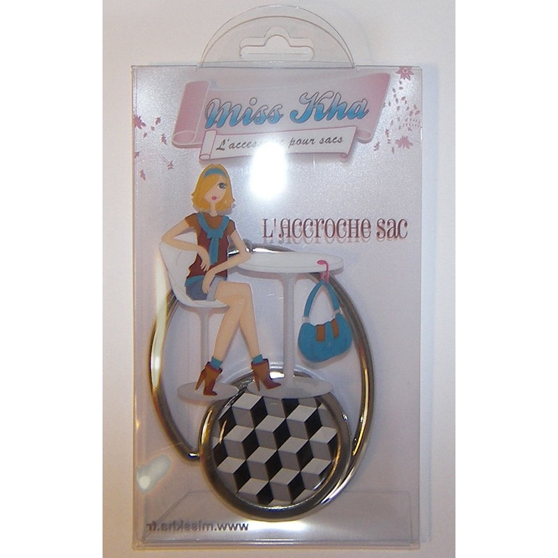 Miss KHA Bag,Hanger - Black and White Cubes Design