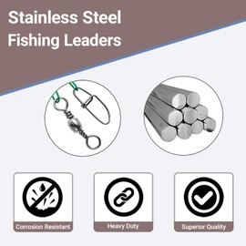 Atibin Swivels Line Fishing Leaders Steel Wire Stainless Fishing Leader Saltwater Heavy Duty Wire Leader Fishing Black Nickel #3 40lb 9.8in 30pcs