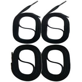 SNORS 2 Pairs of Waxed Round and Flat Shoelaces, 18 Colours, 45-150 cm, Tear-Resistant, Stable, Cotton Shoe Laces for Business, Leather Shoes, Boots, black