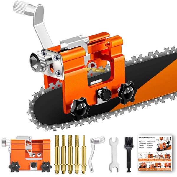 Chainsaw Sharpener Jig, Chain Saw Sharpener Tool with 5 Titanium-Plated