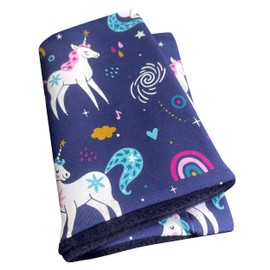 Wollhuhn Eco Girls/Boys/Children Warm Slip-On Scarf/Neckerchief Inner Fleece Lined Many Designs Winter Transitional Periods (Made of Eco Fabrics) 20220523, Unicorns Dark Blue