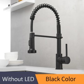 Black 304 Stainless Steel Kitchen Faucet Hot and Cold Water Mixer Faucet Kitchen Mixer Kitchen Sink FaucetColor: Black, Surface Finishing: Stainless Steel