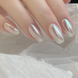 30Pcs Stück Glitter Press On Nails - Glossy Kunstnägel Pearl Fake Nails