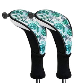 FINGER TEN Golf Club Head Covers Woods Hybrids 2 Pack, Headcovers Men Women 3 5 7 X with Interchangeable Number Tag, Fit All Wood Hybrid Clubs (Green)