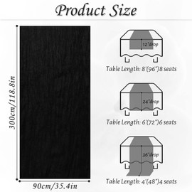 Table Runner Cheesecloth 10 FT Boho Rustic Table Runner Gauze Table Runner for Wedding Spring Decor Cheese Cloth Table Runner for Baby Shower Birthday Home Decor (Black, 5 Pack)