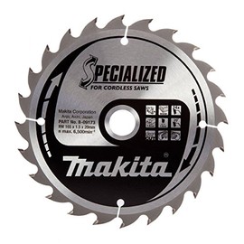 Makita B-09173 165 x 20 mm Specialized Circular Saw Blade for Cordless Saws with 24 Tooth - Red/Silver