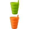 (Set of 4) Plastic Straw Cups with Built-In Straws –