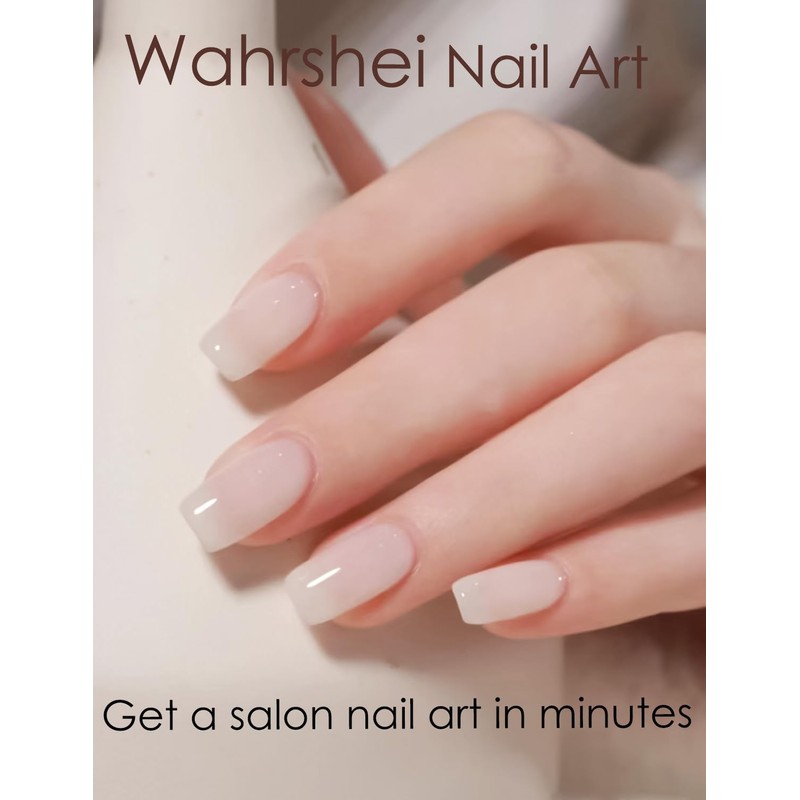 UV Gel Nail Stickers, Milky 20pcs Semi Cured Gel Nail