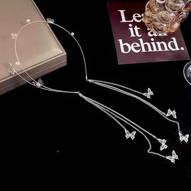 Aegyo 애교 Butterfly and Rhinestone Metal Headband (Pearl, One Size)