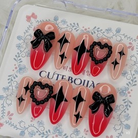 Black Twinkle Handmade Nail Tips - Ballerina / 블랙 트윙클 수제네일팁 - 발레리나