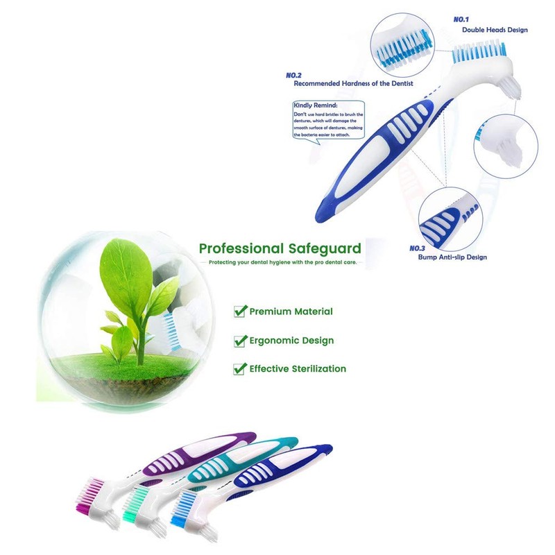 qiangXINGYai 3 Pcs Denture Cleaning Brush Portable Cleaning Brush False