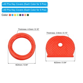 PATIKIL Key Cover & Key Cap Set with 80 Tags and Identifier Cover Key Head Protector Key Accessories Vintage Office Plastic Rubber 8 Colors