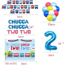 Chugga Chugga Two Two Birthday Party Supplies，Two Two Train 2nd Birthday Decorations，Train 2nd Birthday Party Supplies，Train 2nd Birthday Party Plates。