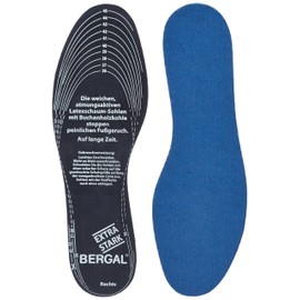 BERGAL AKTIVKOHLE 1 Paar Einlegesohlen gegen Schweißfüße für hygienisch frische Schuhe und Füße, Schuheinlagen zur Klimaregulierung, auch für Sport- und Arbeitsschuhe, handwaschbar und zuschneidbar