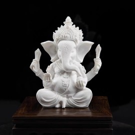PIGPIGFLY Ganesh Buddha Statue,Indian Deity Statue,Decoration Living Room,Abstract Sculpture,Home Store Decoration,Modern Living Room Ornaments 3.7"(White)