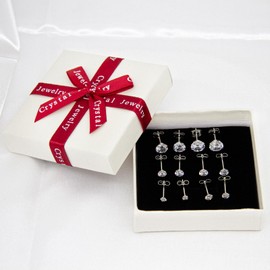 Mochity 6 Pairs of Stud Earrings Gold Sliver Set, 14K Gold-Plated Stud Earrings, Gold Sliver Set with Zirconia, Hypoallergenic Earrings for Men and Women, Stainless Steel, Stainless Steel