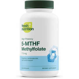 L Methylfolate 7.5mg – Maximum Potency – Superior Bioavailability – 5-MTHF Methyl Folate for Mood, Cognition, Immunity, Cardiovascular, Neurological, Reproductive Health - 60 Capsules