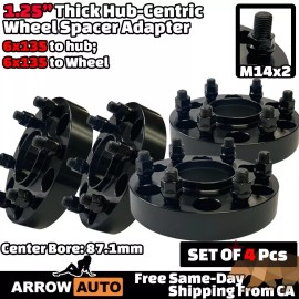 Arrow 4x 1.25" 6x135mm Hub Centric Adapter Spacer Fit 04-14 F150 & 03-14 Navigator