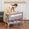 Mereryi Baby,Bassinet Bedside Sleeper with Wheels,Storage Basket,Mosquit