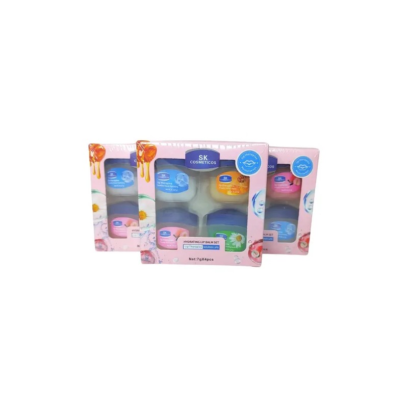 4 Bálsamos Frutales Labios Hidratante Tipo Vaselina Mini