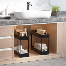 SOLEJAZZ Slim Storage Cart, 4 Tier Bathroom Organizer Mobile Shelving Unit, Roll