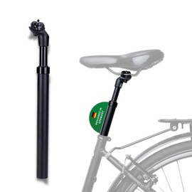 CONTEC Kano Bicycle Spring Seat Post, 31.6 mm Spring-Loaded Saddle Post, Black Saddle Pole, Aluminium, E-Bike, 120 kg Load Capacity