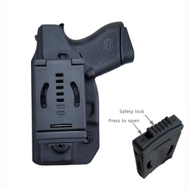Glock 43 holster, Glock 43x holster OWB Kydex For Glock 43 / Glock 43X (Gen 3 4 5) Pistol, Outside Waistband Concealed Carry, With 1.5 - 2 Inch Belt Clip, Glock 43 Accessories (Black, Right Hand Draw)
