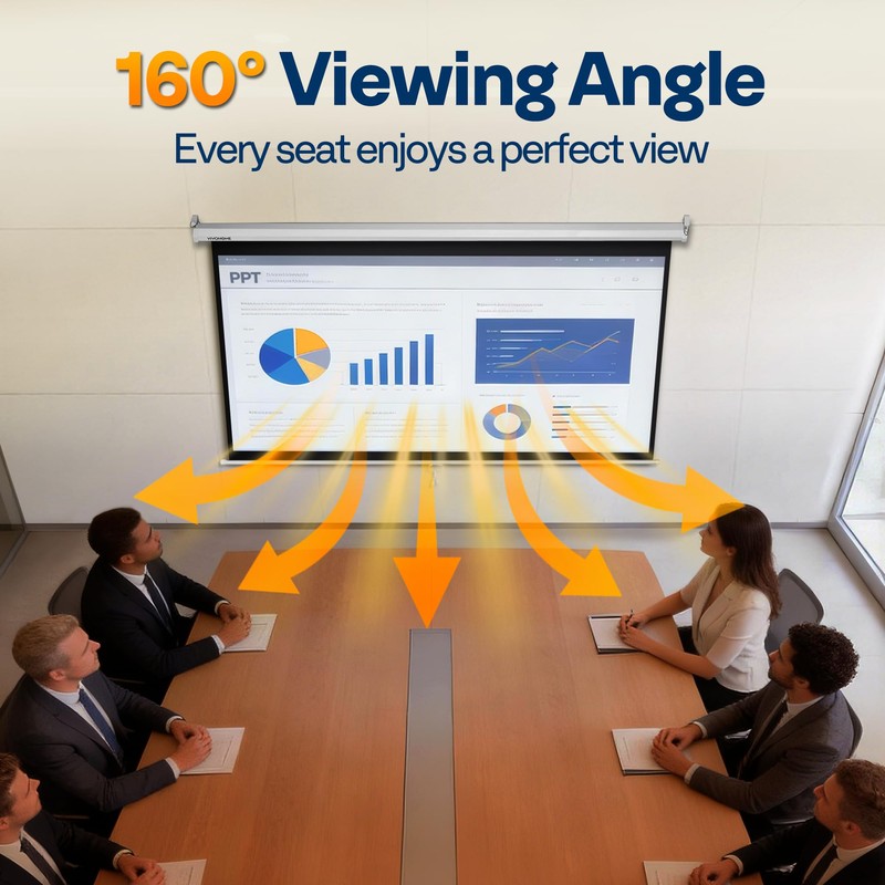 VIVOHOME 100 Inch 16:9 Pull Down Projector Screen, HD 4K