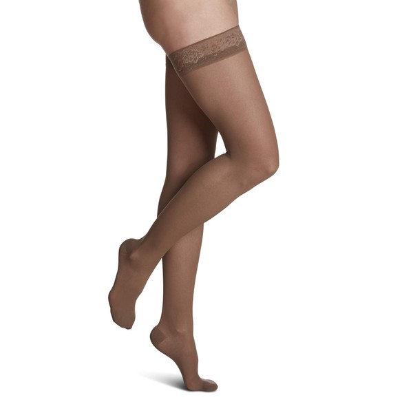 SIGVARIS Women’s Style Sheer 780 Closed Toe Thigh-Highs w/Grip Top 30-40mmHg