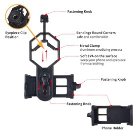 TRAMILY Universal Phone Adapter Mount - Compatible Binoculars, Monocular Spotting Scope, Telescope and Microscope Fits Almost All Smartphones 52-100mm - Record The Nature World