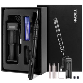 HARDELL Engraver Pen, Cordless Rechargeable Engraving Pen for Metal, Wood, Glass and Plastic- Engrave 50+ Surfaces - 37000RPM - Beginner Friendly - 6 Carving Bits & 4 Stencils