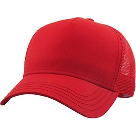 Funky Junque Mens Snapback Hat American Flag Trucker Baseball Cap Adjustable 5 Panel, Red (Mesh), One Size