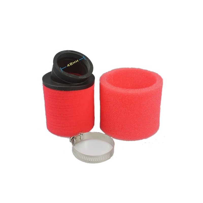 TDR Red 48mm Dual Foam Pod Air Filter Angled Fitting