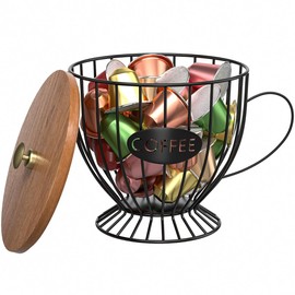 Coffee Pod Holder - Large Capacity Gold K Cup Holder Organizer for Counter - Coffee Bar Accessories Decor Station for Pods, Espresso, Capsules, Creamer(Prismatic Grid)