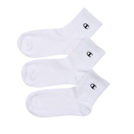 Champion CBSCB202 Children's Socks, 3 Pairs Set, Antibacterial and Odor Resistant, Embroidered, One Point Logo Embroidery, Quarter Length Socks, 3P Socks for Kids, white
