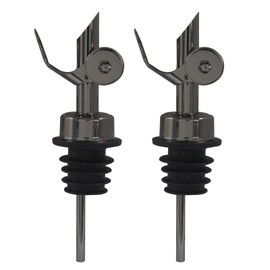 Zorfeter 2PCS Black Automatic Pour Spouts, Stainless Steel Bottle Pourers Anti-Oxidation Dispenser Spout, Flip Top Self-Closing Pour Spouts for Home Bar/Kitchen