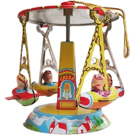 O012 Tin Toy Ornament Carousel Merry Go Round Christmas Tree Retro