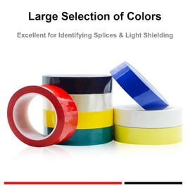 CGS, Polyester Tape, Single Coated Splicing Tape, 2.7 mil Total Thickness, High Temp Tape, for Powder Coating, PCB Protective Masking, Splicing Opreation.(Multi Color/Size) (1'', Black)