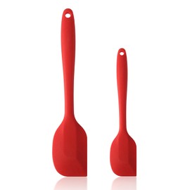 ICSTM Silicone Spatula,Spatulas Silicone Heat Resistant 450°F, Small & Large Spatulas for Kitchen Use,Rubber Spatula for Nonstick Cookware (2Pack, Red)