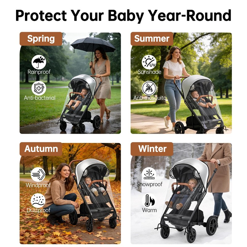 Stroller Rain Cover Compatible with Nuna Stroller, Universal Waterproof Windproof
