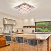 FRIXCHUR Dimmable Crystal Chandelier Ceiling Light with Remote Square Led