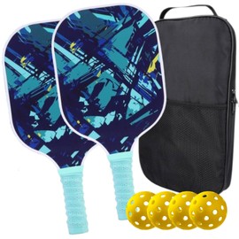 Pickleball Paddles Set of 2 | Premium Fiberglass Surface, USAPA Approved, Lightweight & Durable, Comfortable Grip, 4 Balls, Bag