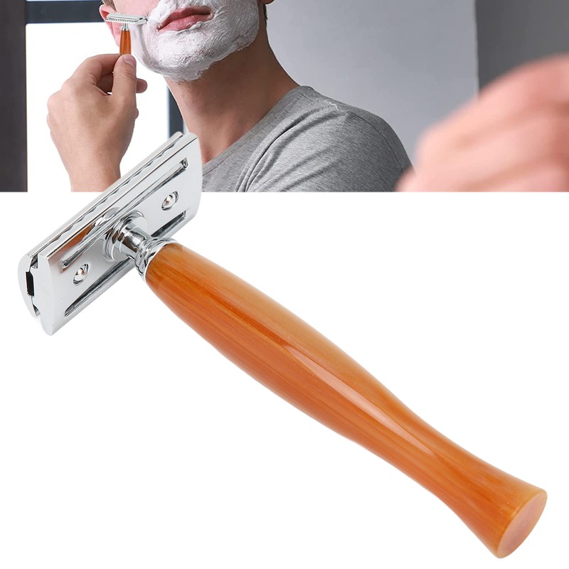 Long Handle Double Edge Safety Razor Zinc Alloy Resin Manual