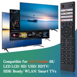 Universal Toshiba TV Remote Control Replacement for All Toshiba LED LCD Smart TV, Repaces CT-8541 CT8541 30101774 RC42150P with 12 Shortcut Buttons, No Setup Required