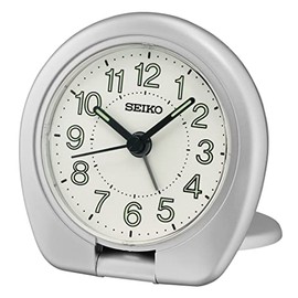 Seiko Sakai Travel Bedroom Alarm Clock, Metallic Silver