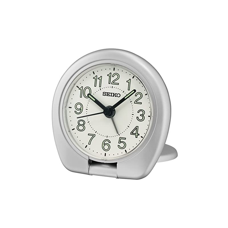 Seiko Sakai Travel Bedroom Alarm Clock, Metallic Silver