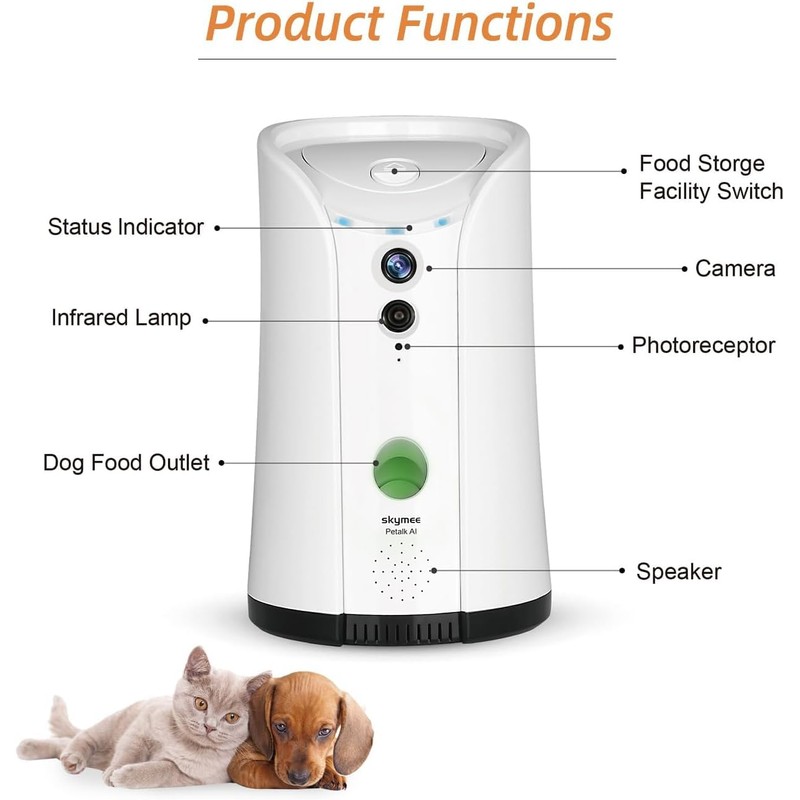 SKYMEE Dog Camera Treat Dispenser,WiFi Full HD Pet Camera with